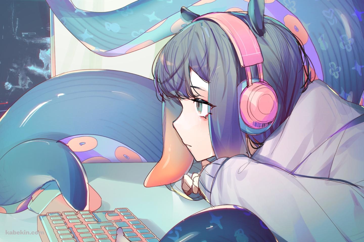 ブラインドタッチする一伊那尓栖 / パソコン / ホロライブ / バーチャルYouTuber / Vtuberの壁紙(1440px x 960px) 高画質 PC・デスクトップ用