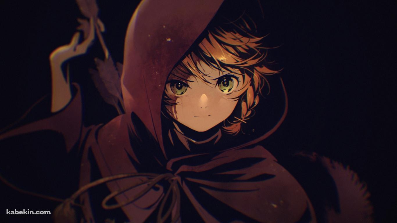 茶色いフードを被ったエマ / 約束のネバーランドの壁紙(1366px x 768px) 高画質 PC・デスクトップ用