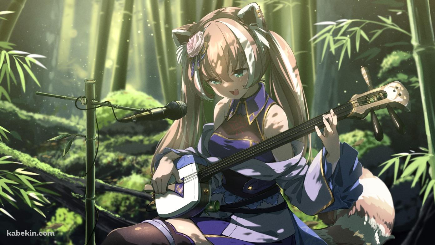 ギターを弾くYuria of Ailurus / バーチャルYoutuberの壁紙(1391px x 783px) 高画質 PC・デスクトップ用
