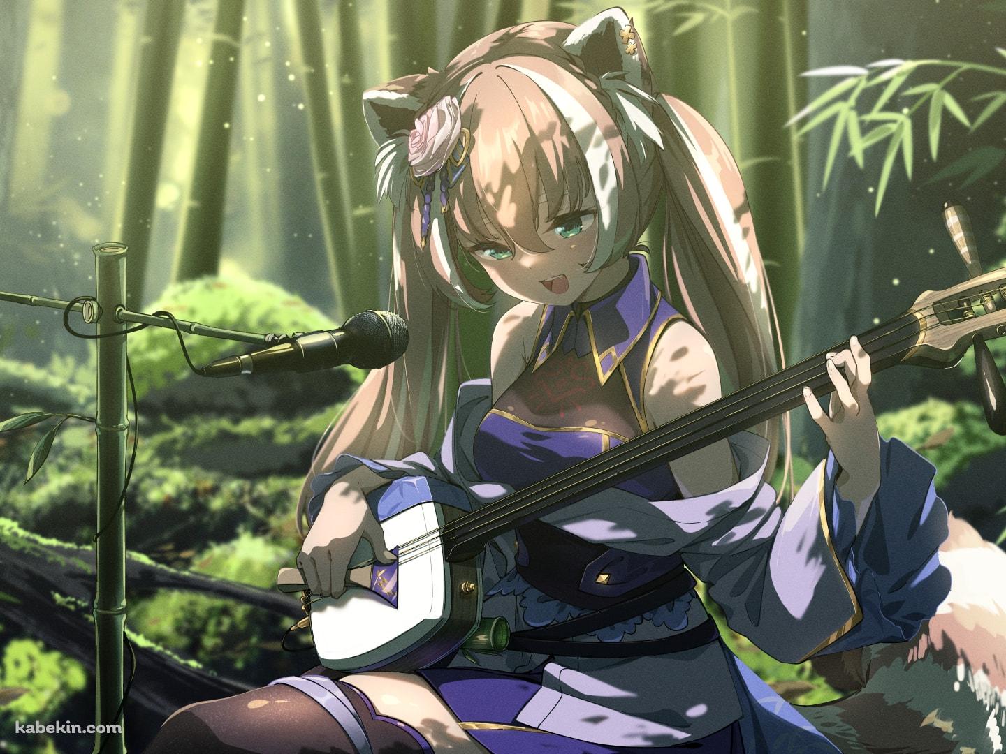 ギターを弾くYuria of Ailurus / バーチャルYoutuberの壁紙(1440px x 1080px) 高画質 PC・デスクトップ用