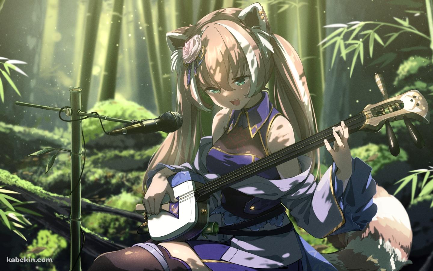ギターを弾くYuria of Ailurus / バーチャルYoutuberの壁紙(1440px x 900px) 高画質 PC・デスクトップ用