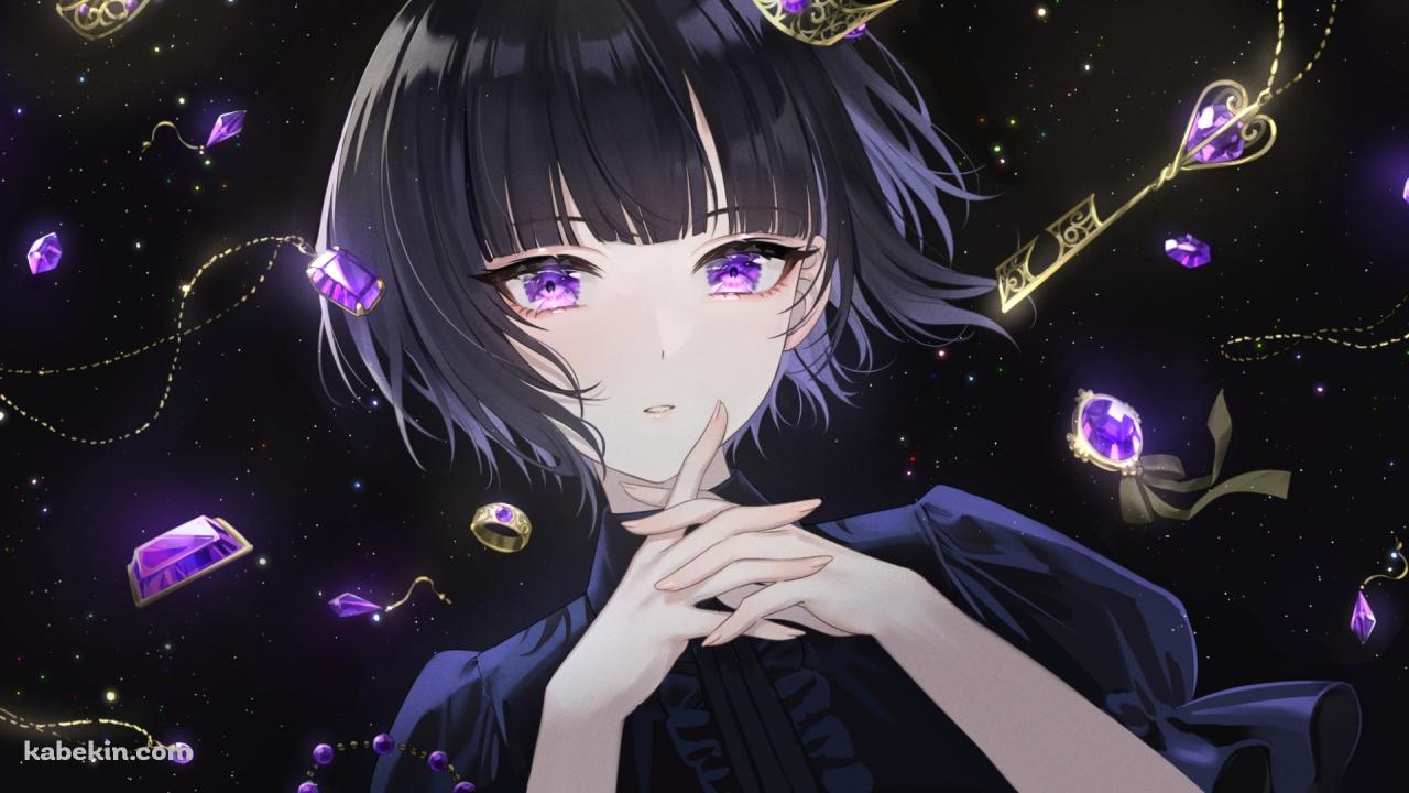指を組む白雪千夜 (しらゆきちよ) / 無数の紫の宝石 / アイドルマスターシンデレラガールズの壁紙(1280px x 720px) 高画質 PC・デスクトップ用
