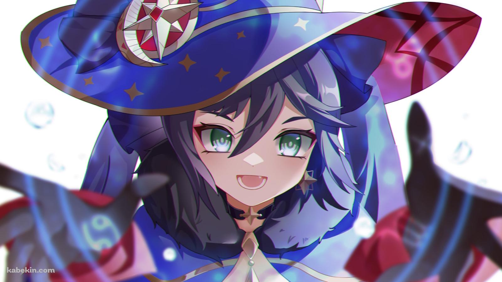 両手を広げて魔法を詠唱する可愛いモナ / 原神の壁紙(1600px x 900px) 高画質 PC・デスクトップ用