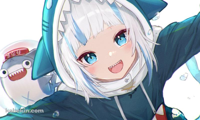 両手を広げ笑顔のがうる・ぐら / 鮫ちゃん / ブループ / ホロライブ / バーチャルYouTuber / Vtuberの壁紙(800px x 480px) 高画質 PC・デスクトップ用