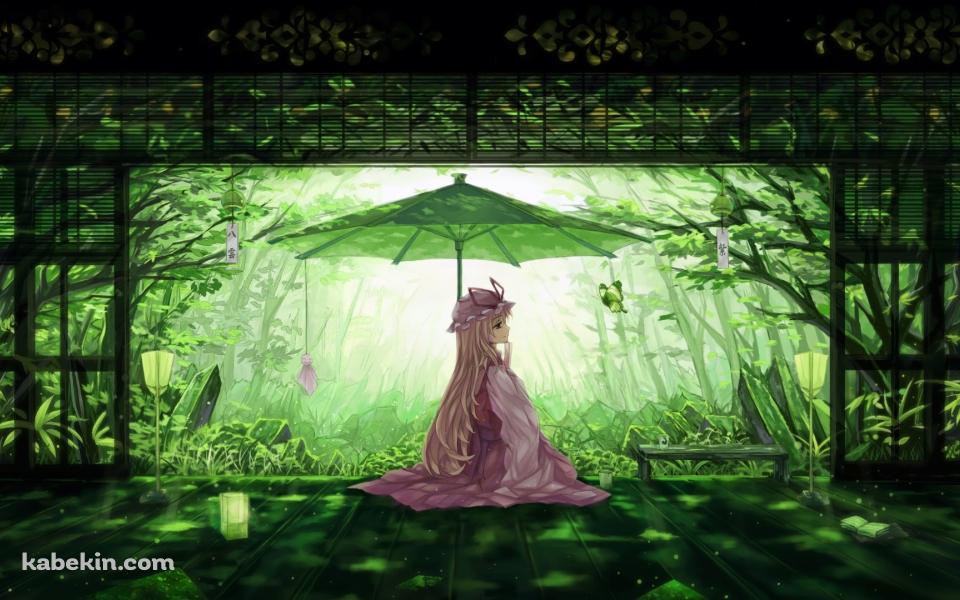 ピンクの服を着た八雲紫 / 全面緑の和室 / 東方の壁紙(960px x 600px) 高画質 PC・デスクトップ用