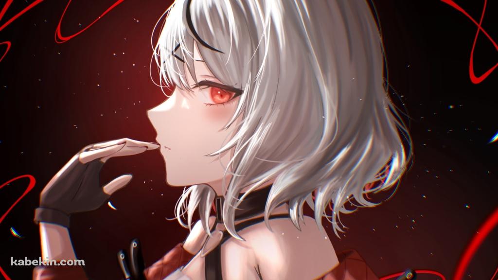 口に指をあてる沙花叉クロヱ / ホロライブ / バーチャルYouTuber / Vtuberの壁紙(1024px x 576px) 高画質 PC・デスクトップ用