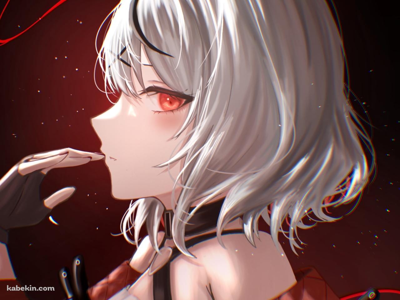 口に指をあてる沙花叉クロヱ / ホロライブ / バーチャルYouTuber / Vtuberの壁紙(1280px x 960px) 高画質 PC・デスクトップ用