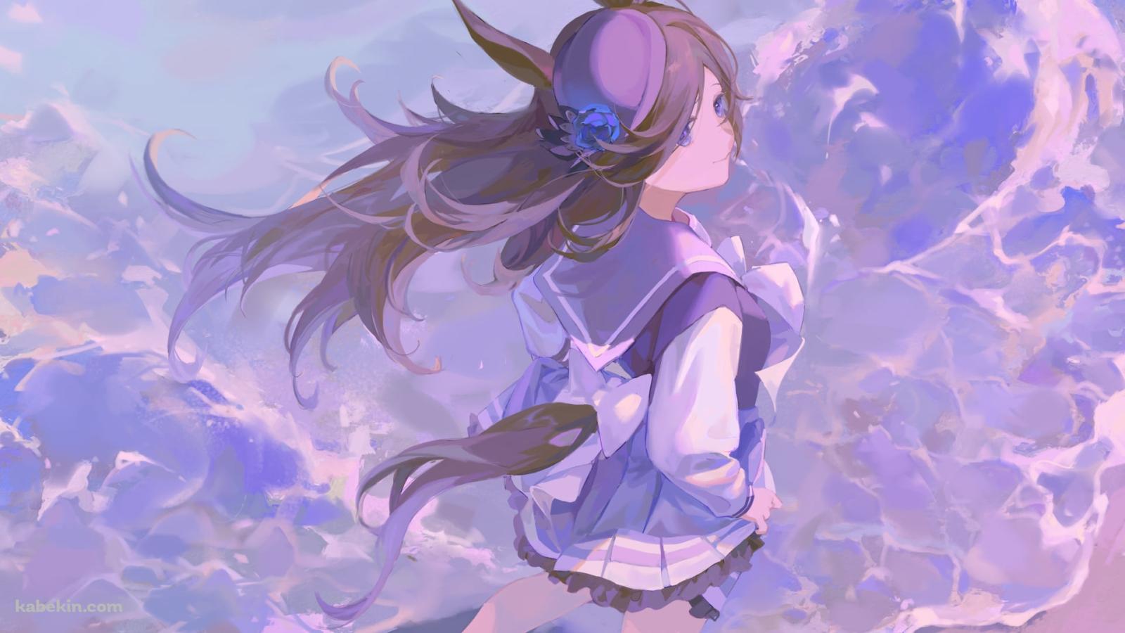 波打ち際で佇むライスシャワー / ウマ娘プリティーダービーの壁紙(1600px x 900px) 高画質 PC・デスクトップ用