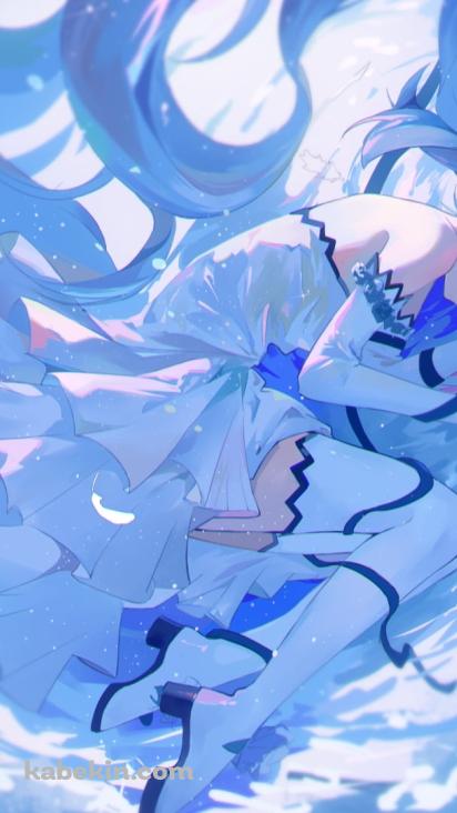 水の中 白い衣装を着てうずくまる初音ミク / ボカロ / ボーカロイドの壁紙(412px x 732px) 高画質 PC・デスクトップ用