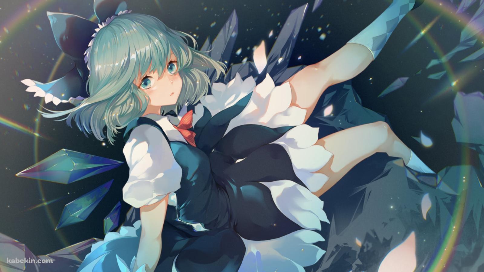 こちらを見上げる可愛いチルノ / 東方の壁紙(1600px x 900px) 高画質 PC・デスクトップ用
