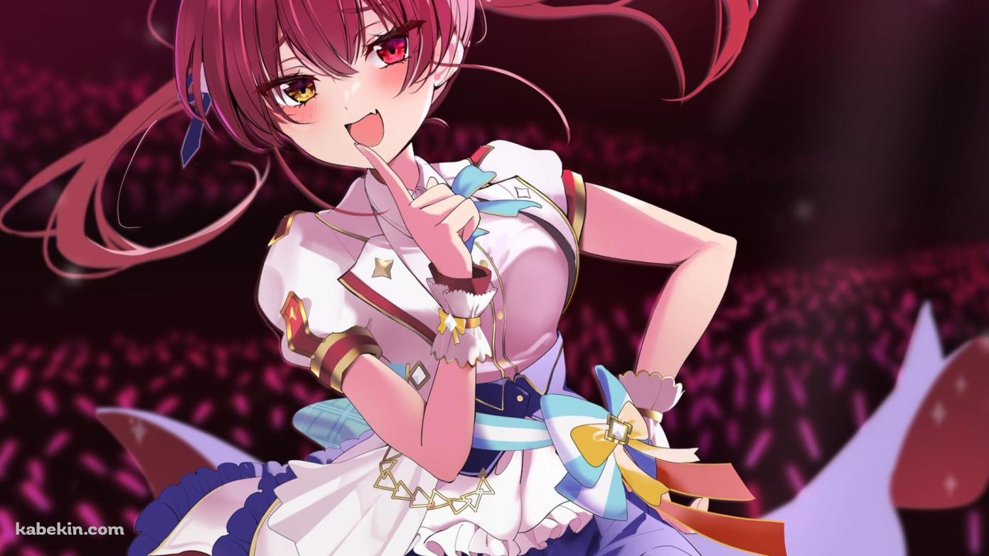 ライブ中の宝鐘マリン / 赤いペンライト / サイリウム / ホロライブ / バーチャルYouTuber / Vtuberの壁紙(1391px x 783px) 高画質 PC・デスクトップ用