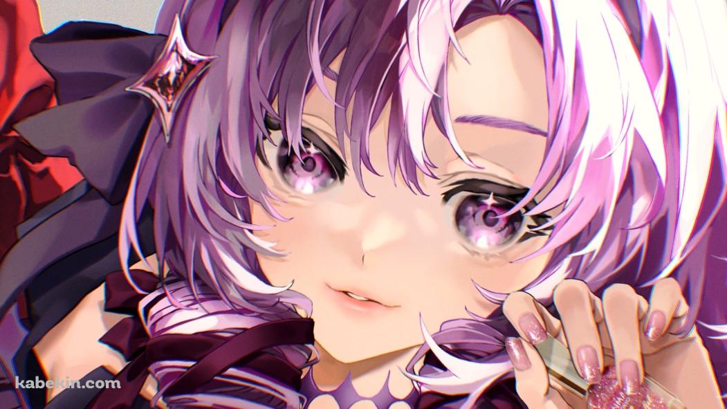 壱百満天原サロメ / 顔のアップ / 紫の瞳 / ホロライブ / バーチャルYouTuber / Vtuberの壁紙(1051px x 591px) 高画質 PC・デスクトップ用