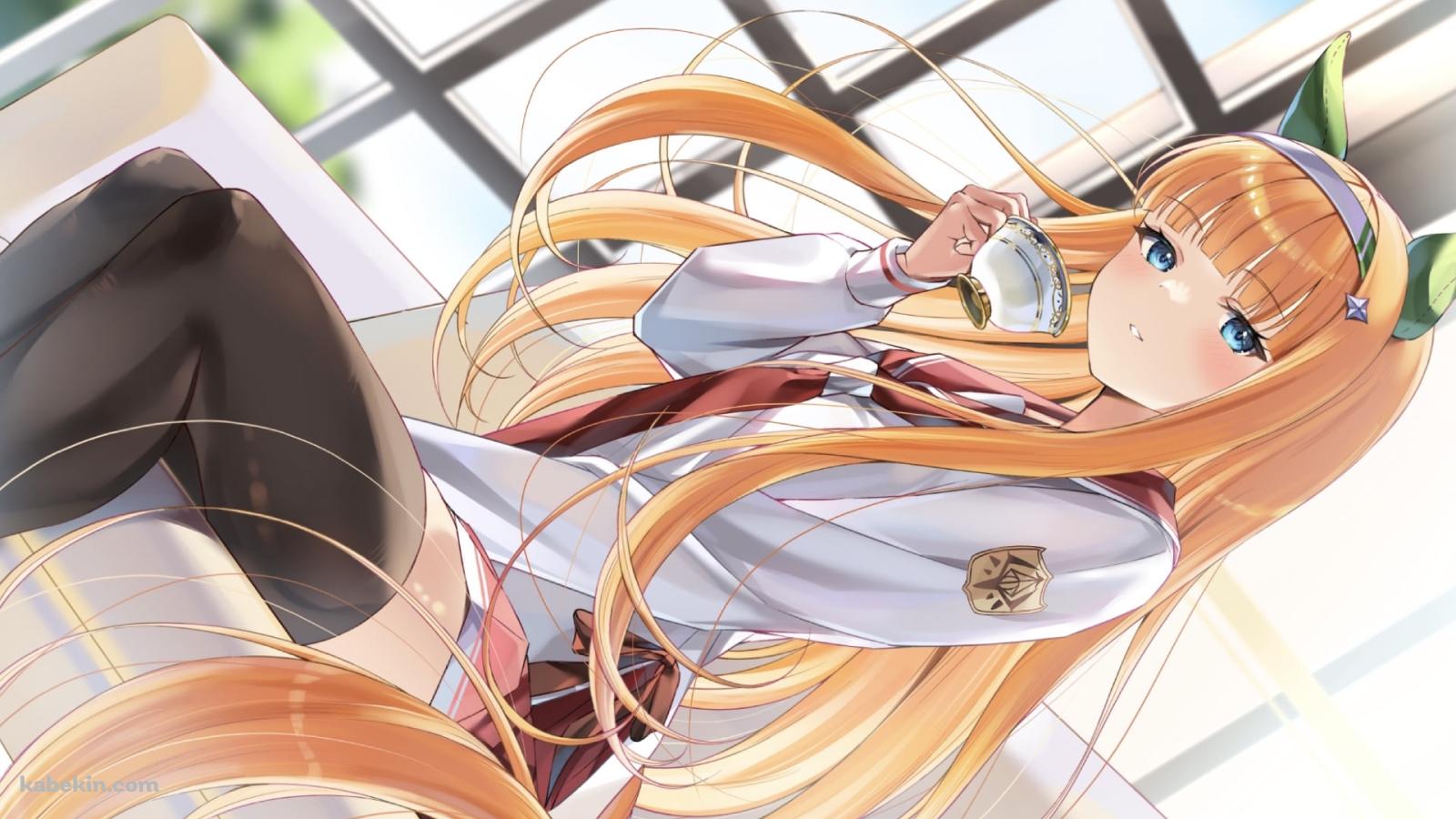 お茶を飲むサイレンススズカ / オレンジの髪 / ウマ娘プリティーダービーの壁紙(1600px x 900px) 高画質 PC・デスクトップ用