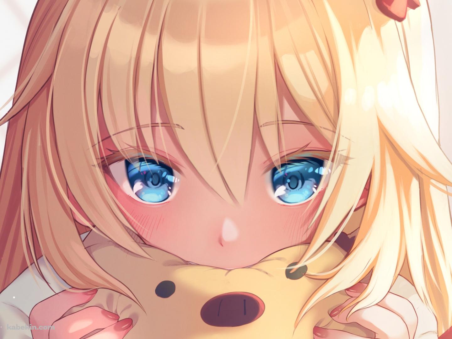 ぬいぐるみで顔を隠す赤井はあと / ホロライブ / バーチャルYouTuber / Vtuber / イラスト / ファンアートの壁紙(1440px x 1080px) 高画質 PC・デスクトップ用