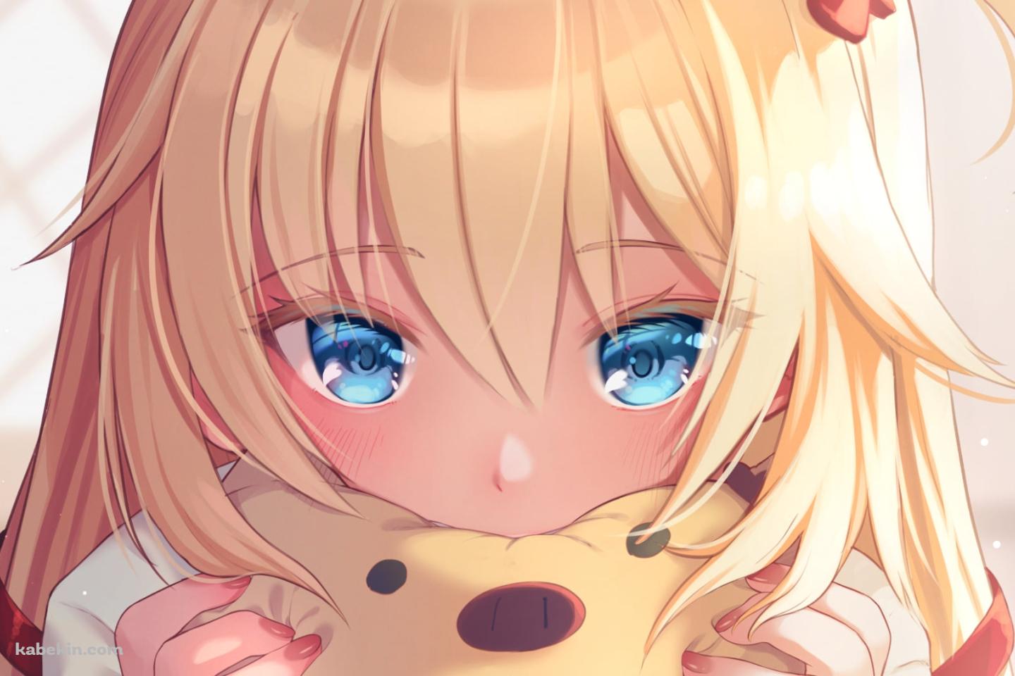 ぬいぐるみで顔を隠す赤井はあと / ホロライブ / バーチャルYouTuber / Vtuber / イラスト / ファンアートの壁紙(1440px x 960px) 高画質 PC・デスクトップ用