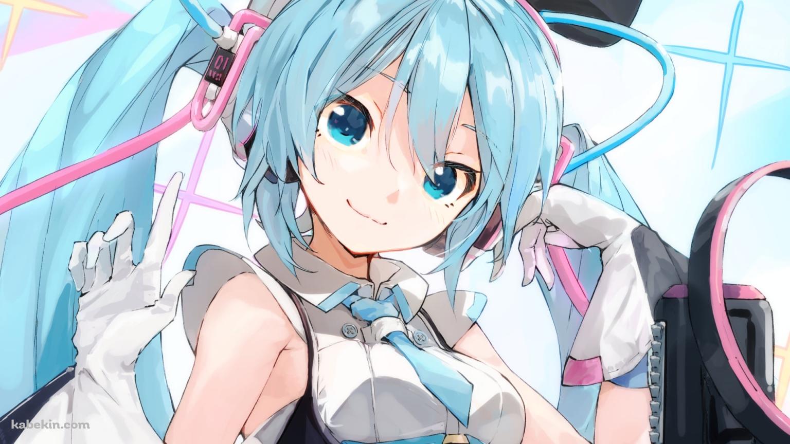パステル調の可愛い歌を唄う初音ミク / ボカロ / ボーカロイドの壁紙(1536px x 864px) 高画質 PC・デスクトップ用