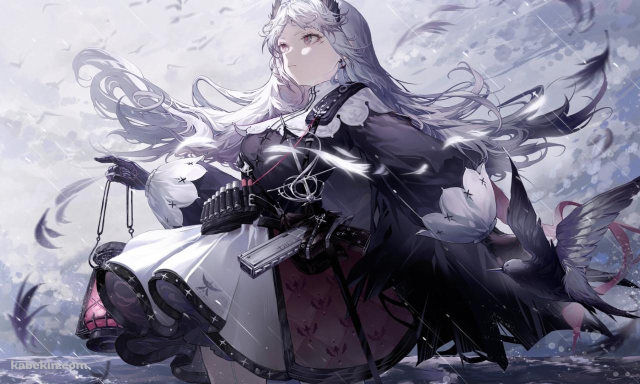 ピンクのランタンを持つかっこいいアイリーニ / 黒いカラス / アークナイツの壁紙(1280px x 768px) 高画質 PC・デスクトップ用