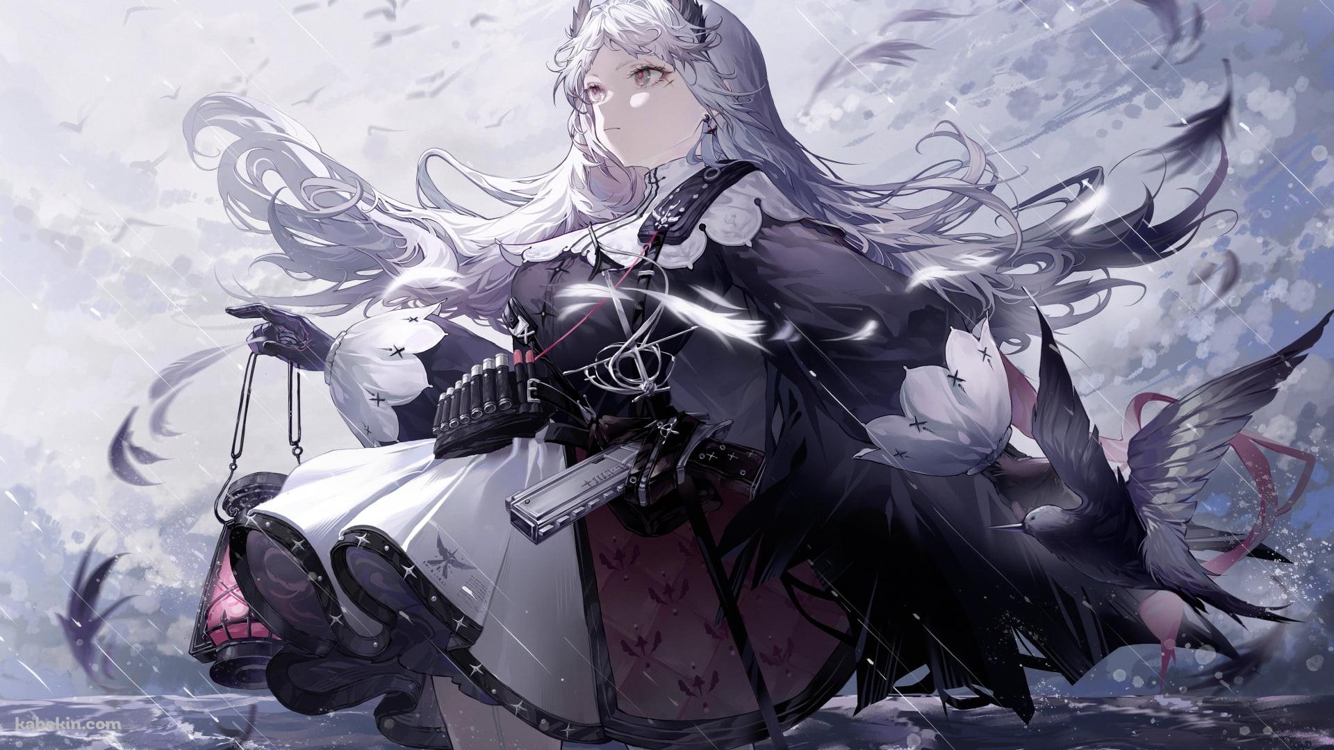 ピンクのランタンを持つかっこいいアイリーニ / 黒いカラス / アークナイツの壁紙(1920px x 1080px) 高画質 PC・デスクトップ用