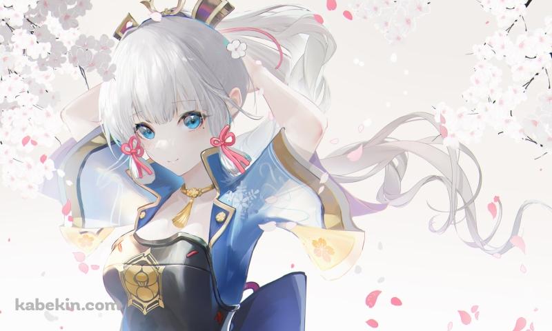 髪をポニーテールにする神里綾華 / 綺麗 / 兜 / 原神の壁紙(800px x 480px) 高画質 PC・デスクトップ用