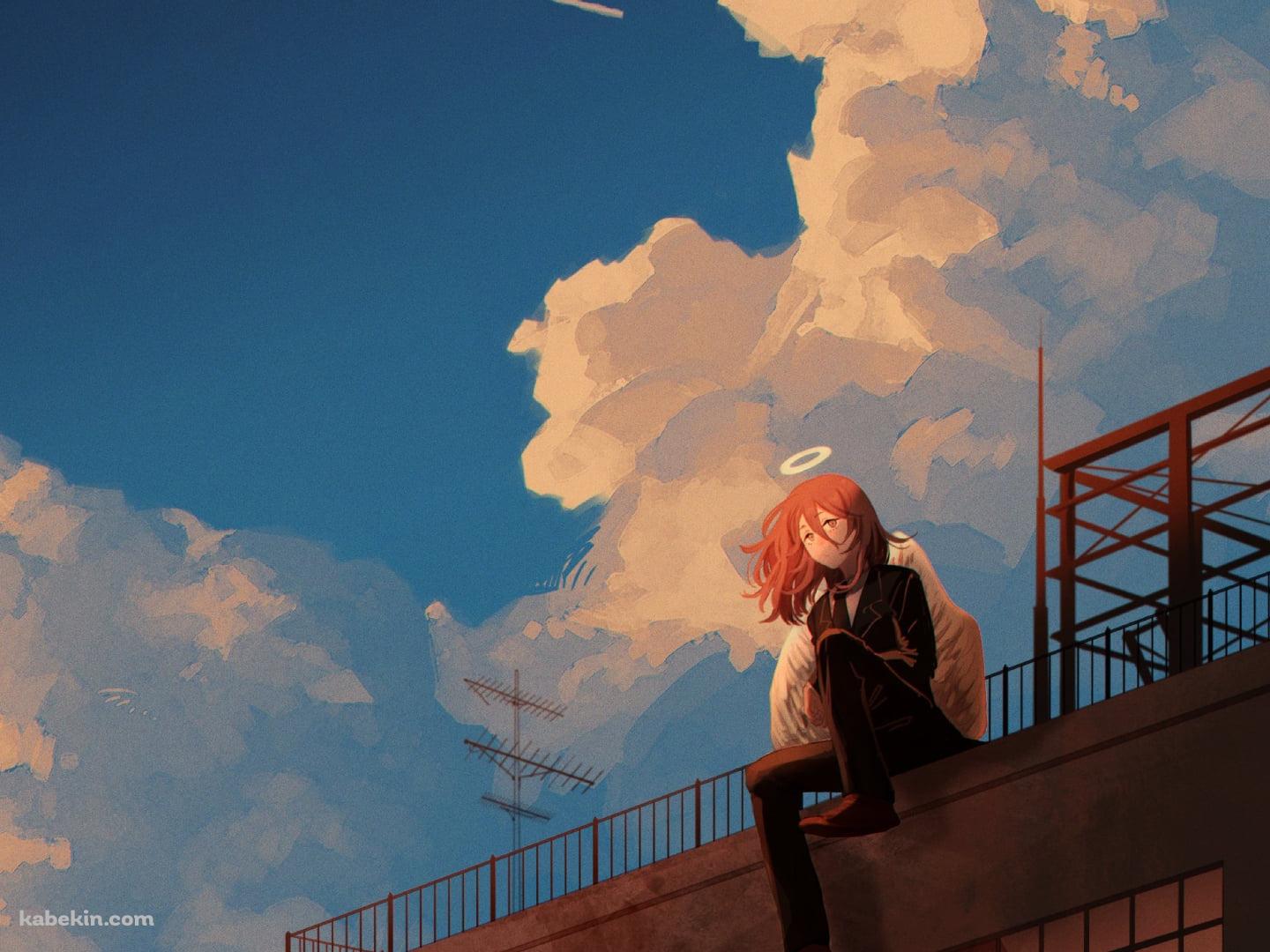 ビルの屋上で外を見る天使の悪魔 / チェンソーマンの壁紙(1440px x 1080px) 高画質 PC・デスクトップ用