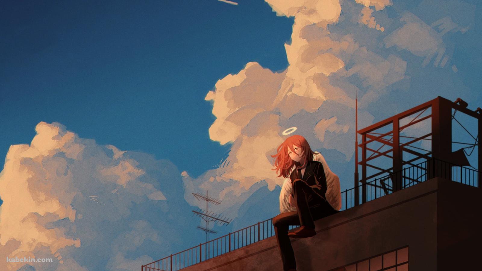 ビルの屋上で外を見る天使の悪魔 / チェンソーマンの壁紙(1600px x 900px) 高画質 PC・デスクトップ用