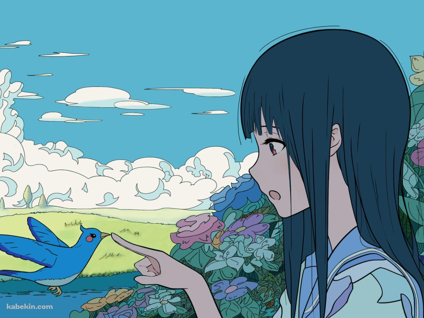 青い鳥と戯れる鎧塚 みぞれ / 響け!ユーフォニアム / リズと青い鳥の壁紙(1400px x 1050px) 高画質 PC・デスクトップ用