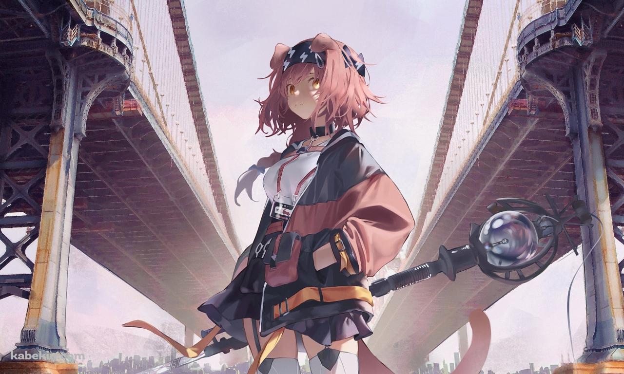 大きな橋の下で佇むゴールデングロウ / アークナイツの壁紙(1280px x 768px) 高画質 PC・デスクトップ用