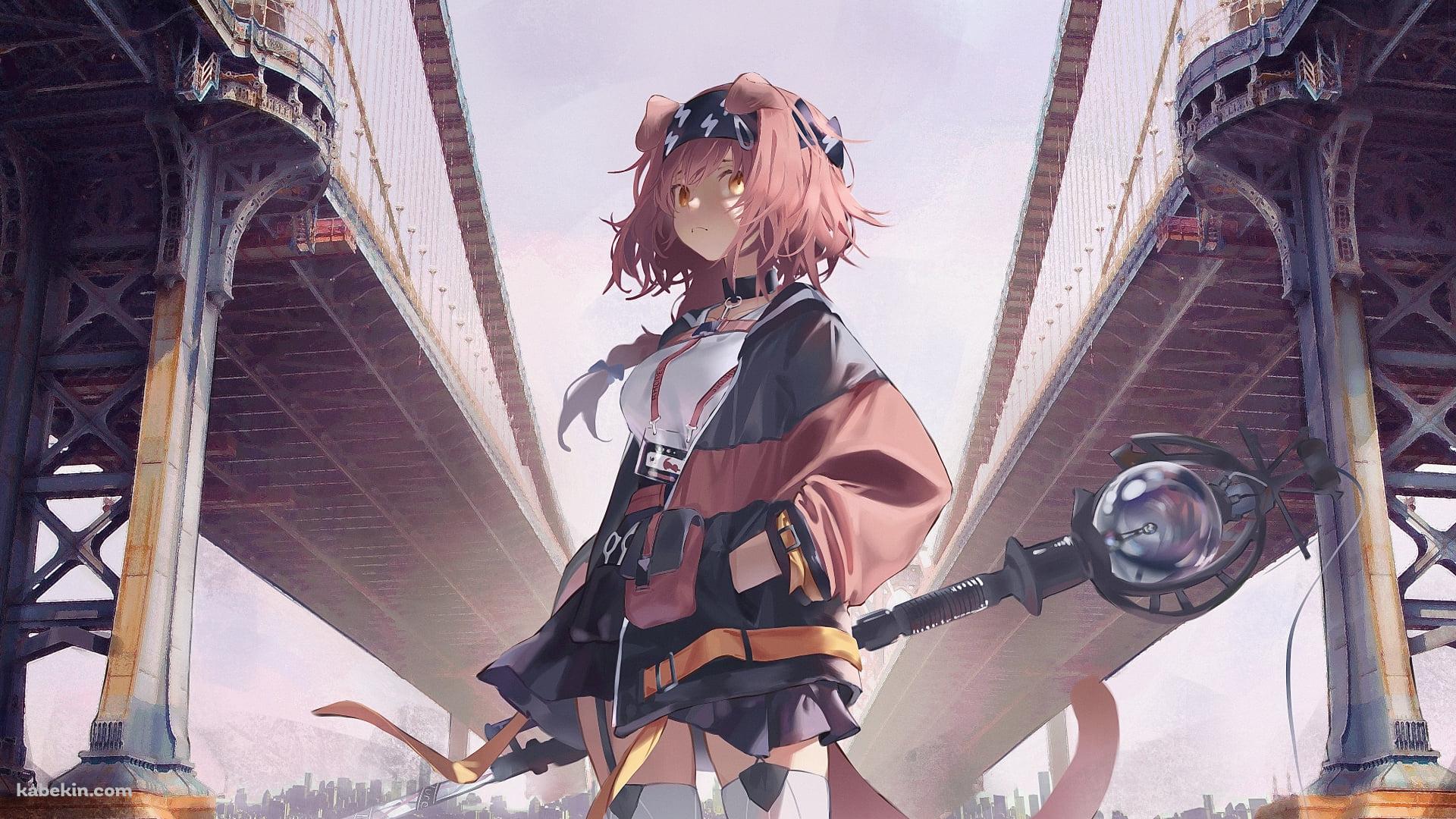 大きな橋の下で佇むゴールデングロウ / アークナイツの壁紙(1920px x 1080px) 高画質 PC・デスクトップ用