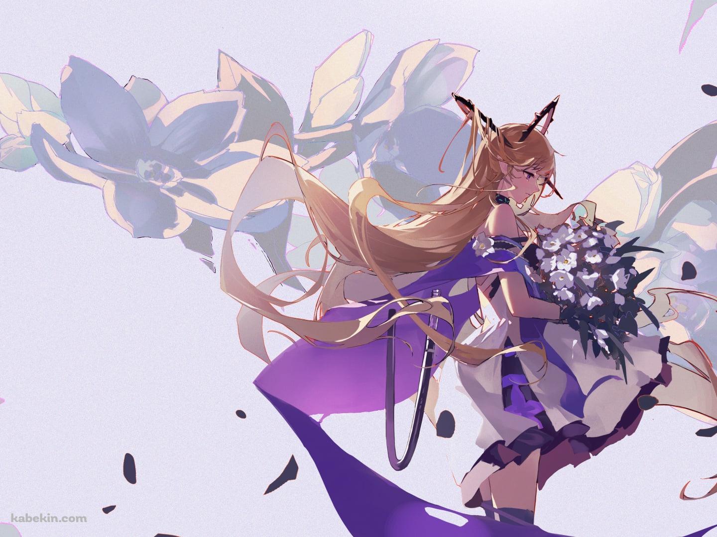 白い花束とインディゴ / アークナイツの壁紙(1440px x 1080px) 高画質 PC・デスクトップ用