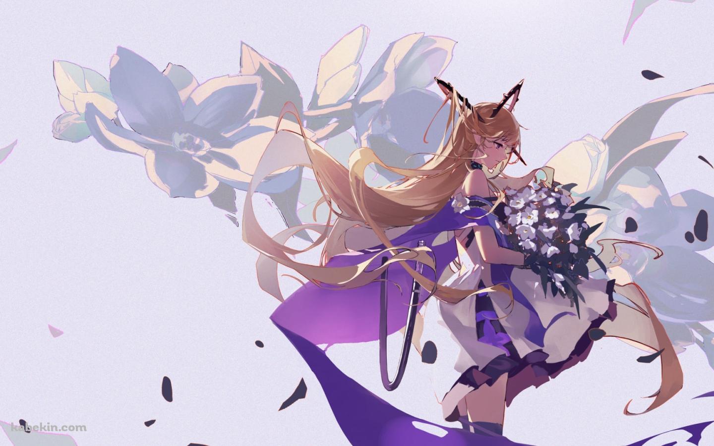 白い花束とインディゴ / アークナイツの壁紙(1440px x 900px) 高画質 PC・デスクトップ用