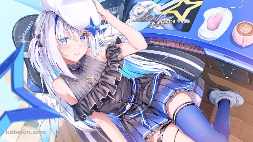 ゲーミングチェアに座りこちらを見る可愛い天音かなた / マウス / マウスパッド / ホロライブ / バーチャルYouTuber / Vtuberの壁紙(960px x 540px) 高画質 PC・デスクトップ用