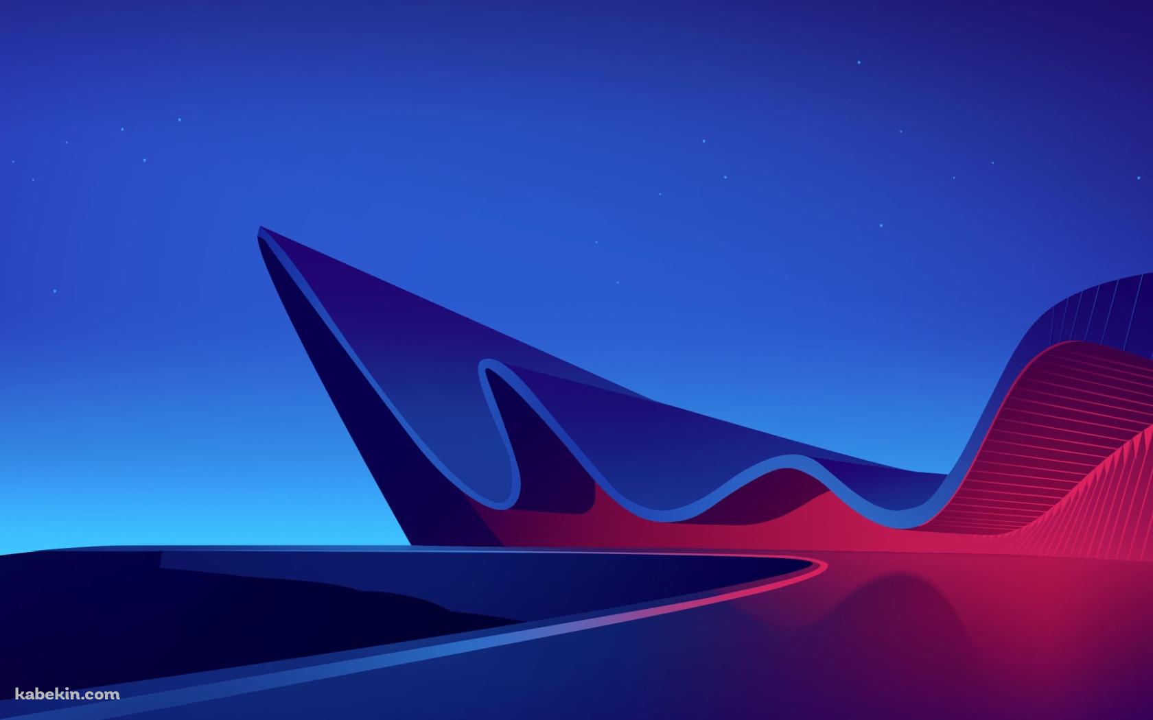 ネオンで光る建物のイラスト・アートの壁紙(1680px x 1050px) 高画質 PC・デスクトップ用