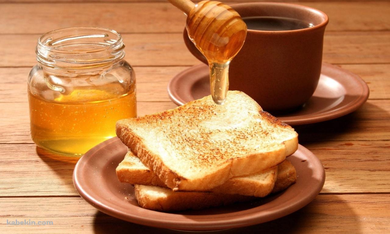 ハチミツとホットコーヒーとトーストの壁紙(1280px x 768px) 高画質 PC・デスクトップ用