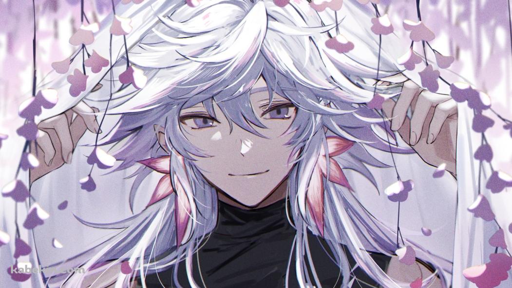 白い暖簾から顔を出すマーリン / fate/grand orderの壁紙(1051px x 591px) 高画質 PC・デスクトップ用