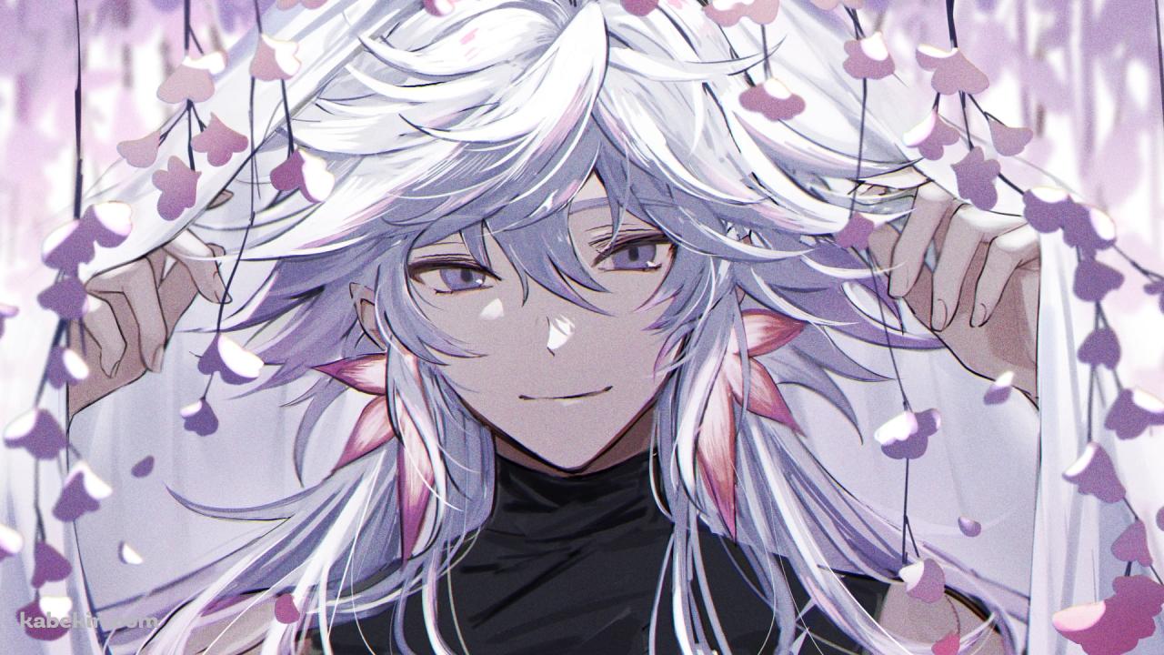 白い暖簾から顔を出すマーリン / fate/grand orderの壁紙(1280px x 720px) 高画質 PC・デスクトップ用