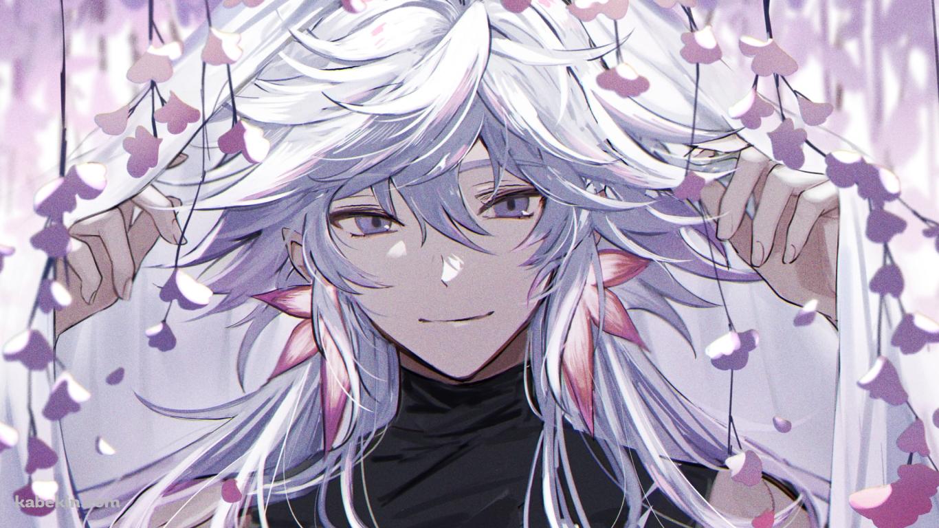白い暖簾から顔を出すマーリン / fate/grand orderの壁紙(1366px x 768px) 高画質 PC・デスクトップ用