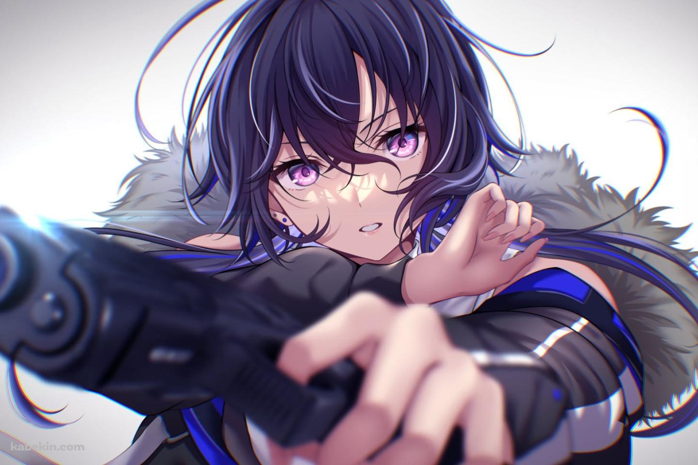 銃をかまえるかっこいい一ノ瀬うるは / 正面 / ぶいすぽっ! / バーチャルYouTuber / Vtuberの壁紙(1440px x 960px) 高画質 PC・デスクトップ用