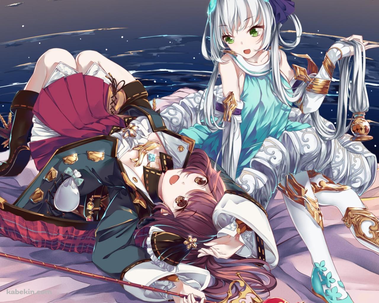 戯れるソフィー・ノイエンミュラーとプラフタ / ソフィーのアトリエの壁紙(1280px x 1024px) 高画質 PC・デスクトップ用