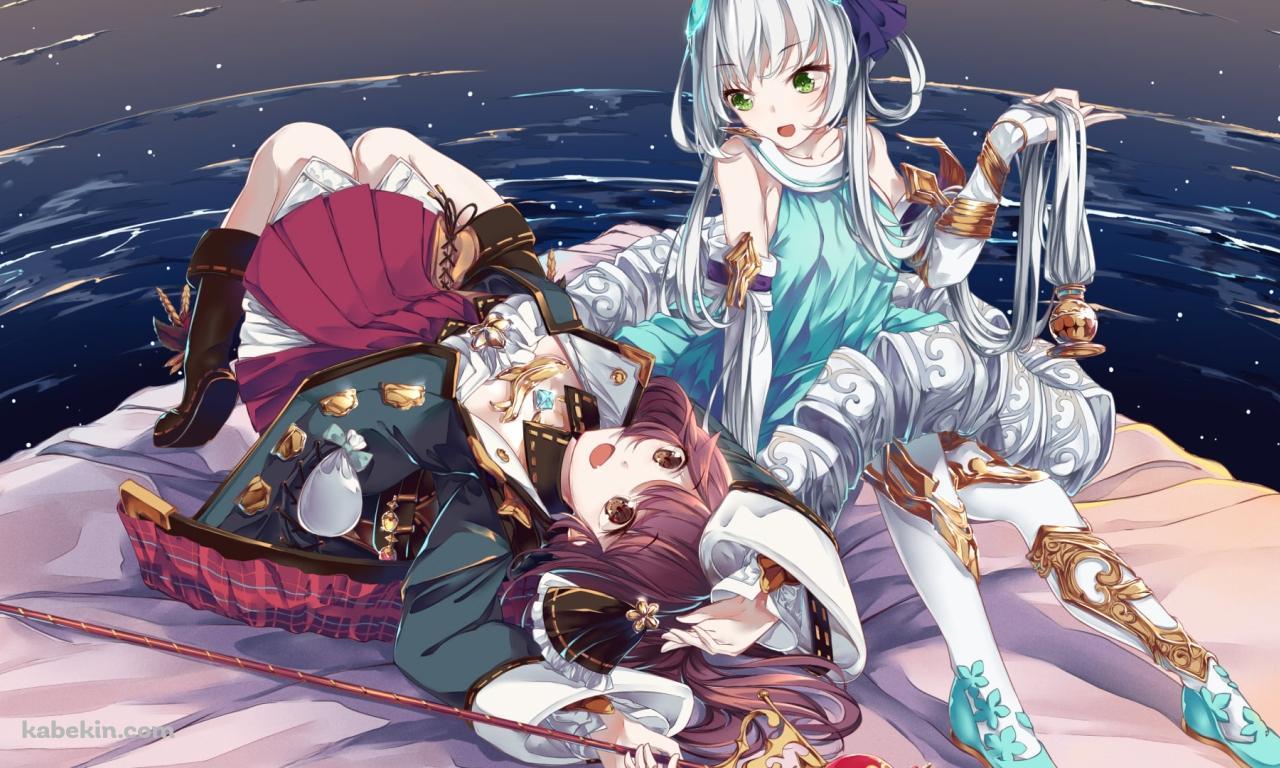 戯れるソフィー・ノイエンミュラーとプラフタ / ソフィーのアトリエの壁紙(1280px x 768px) 高画質 PC・デスクトップ用