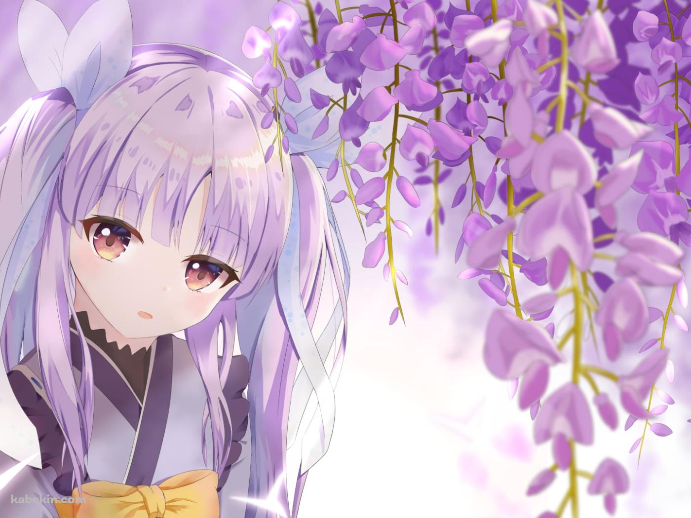 紫の蘭の花とキョウカ / プリコネ / プリンセスコネクト！の壁紙(1400px x 1050px) 高画質 PC・デスクトップ用