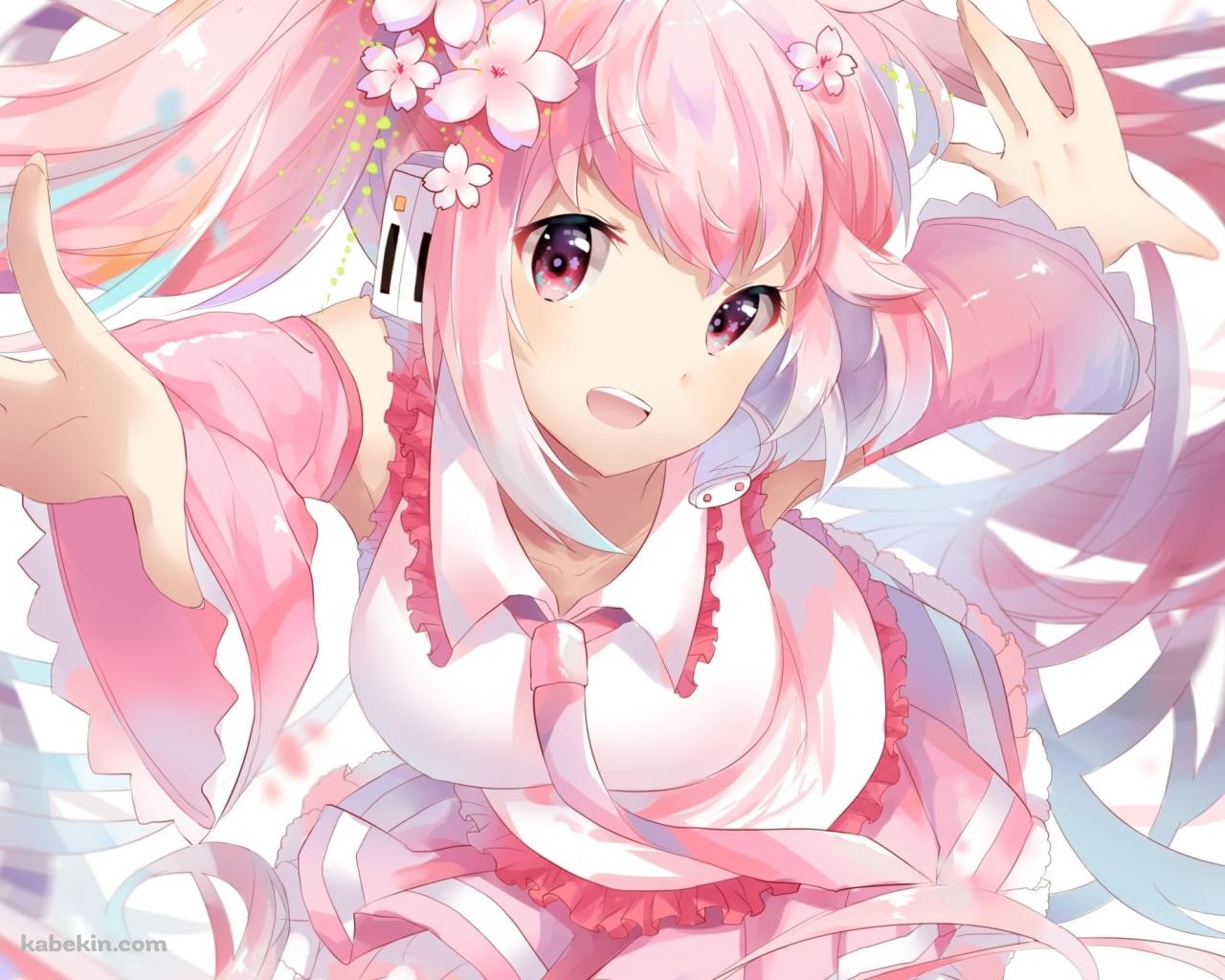 手を伸ばすムチムチの桜ミク / ボカロ / ボーカロイドの壁紙(1280px x 1024px) 高画質 PC・デスクトップ用