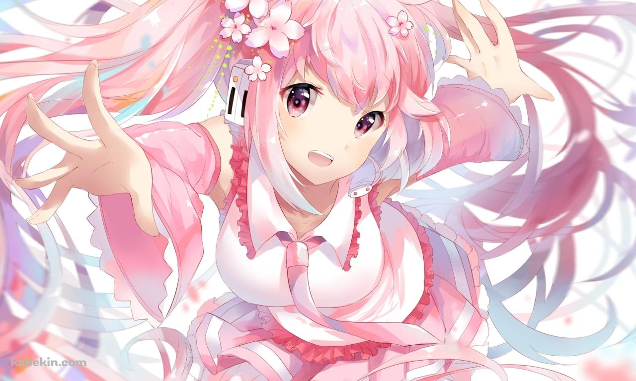 手を伸ばすムチムチの桜ミク / ボカロ / ボーカロイドの壁紙(1280px x 768px) 高画質 PC・デスクトップ用