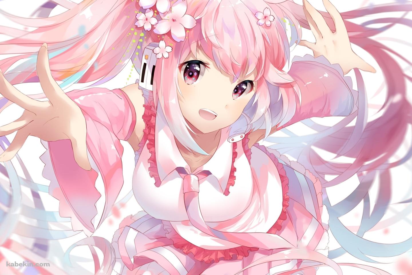 手を伸ばすムチムチの桜ミク / ボカロ / ボーカロイドの壁紙(1440px x 960px) 高画質 PC・デスクトップ用