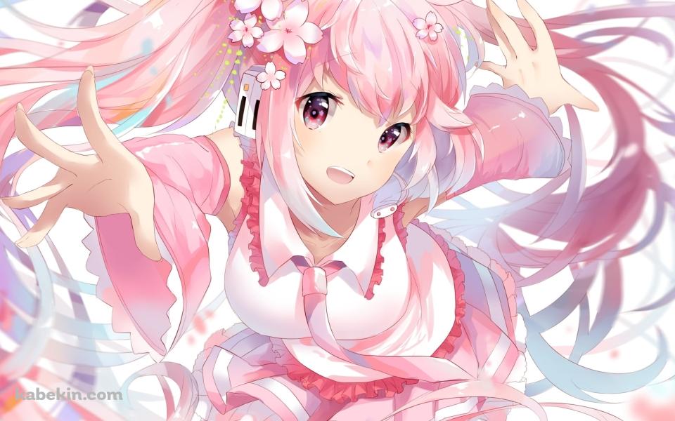 手を伸ばすムチムチの桜ミク / ボカロ / ボーカロイドの壁紙(960px x 600px) 高画質 PC・デスクトップ用