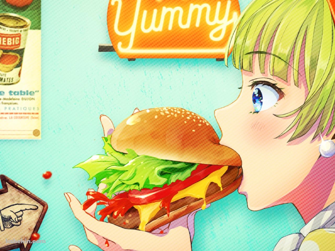 ハンバーガーにかぶりつく島原エレナ / アイドルマスターミリオンライブ!の壁紙(1280px x 960px) 高画質 PC・デスクトップ用