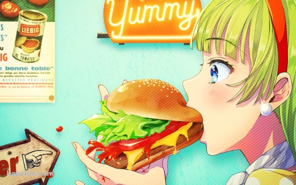 ハンバーガーにかぶりつく島原エレナ / アイドルマスターミリオンライブ!の壁紙(960px x 600px) 高画質 PC・デスクトップ用