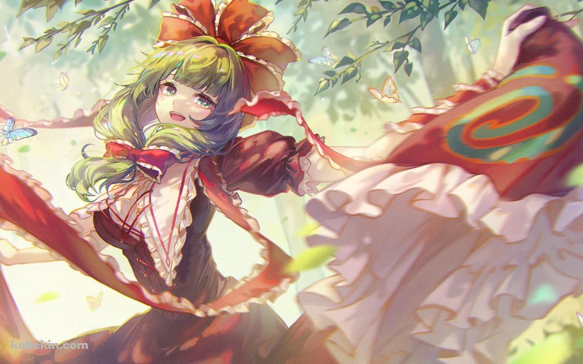 青い蝶と綺麗な鍵山雛 / 東方の壁紙(1152px x 720px) 高画質 PC・デスクトップ用