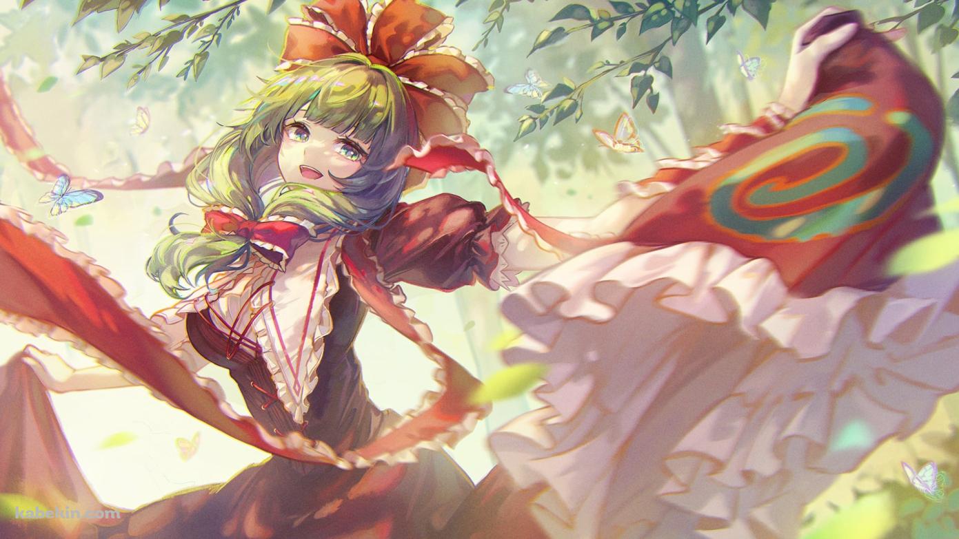 青い蝶と綺麗な鍵山雛 / 東方の壁紙(1391px x 783px) 高画質 PC・デスクトップ用