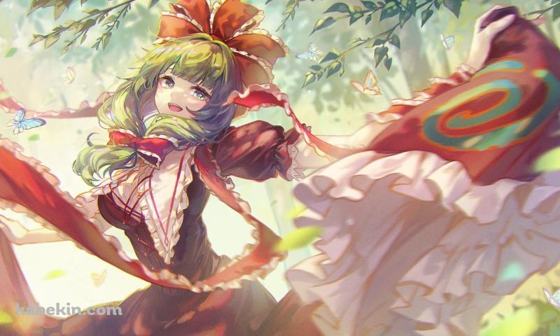 青い蝶と綺麗な鍵山雛 / 東方の壁紙(800px x 480px) 高画質 PC・デスクトップ用