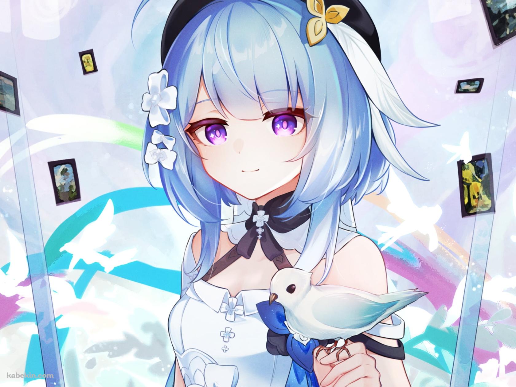 白い鳥と可愛いグレーシュ 崩坏3rd / 格蕾修 / Griseo Honkai Impact 3rdの壁紙(1680px x 1260px) 高画質 PC・デスクトップ用